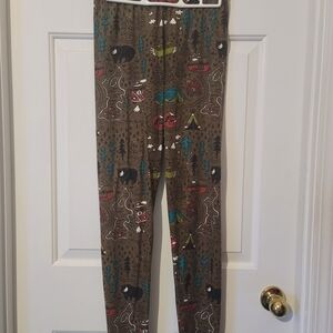 Leggings Depot Adventure Print Brown Leggings